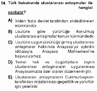 Hukukun Temel Kavramları 1 2013 - 2014 Ara Sınavı 14.Soru