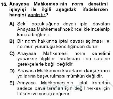 Hukukun Temel Kavramları 1 2013 - 2014 Ara Sınavı 16.Soru