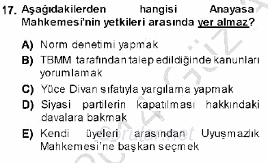 Hukukun Temel Kavramları 1 2013 - 2014 Ara Sınavı 17.Soru