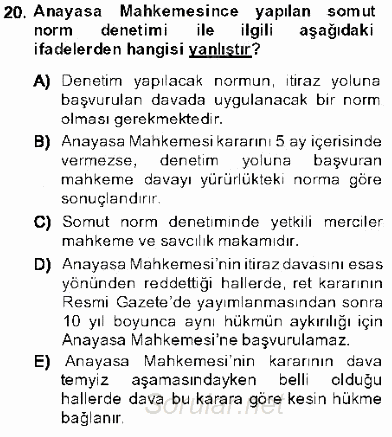 Hukukun Temel Kavramları 1 2013 - 2014 Ara Sınavı 20.Soru