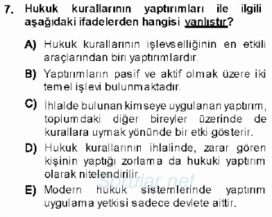 Hukukun Temel Kavramları 1 2013 - 2014 Ara Sınavı 7.Soru