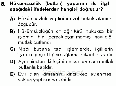 Hukukun Temel Kavramları 1 2013 - 2014 Ara Sınavı 8.Soru