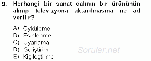 Radyo ve Televizyonda Program Yapımı 2012 - 2013 Dönem Sonu Sınavı 9.Soru