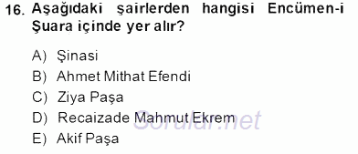 Tanzimat Dönemi Türk Edebiyatı 1 2014 - 2015 Ara Sınavı 16.Soru