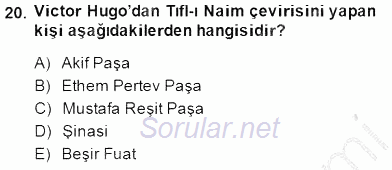 Tanzimat Dönemi Türk Edebiyatı 1 2014 - 2015 Ara Sınavı 20.Soru