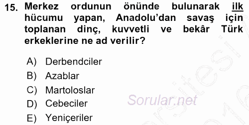 Türk İdare Tarihi 2015 - 2016 Ara Sınavı 15.Soru