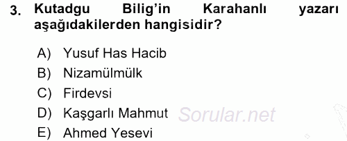 Türk İdare Tarihi 2015 - 2016 Ara Sınavı 3.Soru