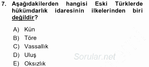 Türk İdare Tarihi 2015 - 2016 Ara Sınavı 7.Soru