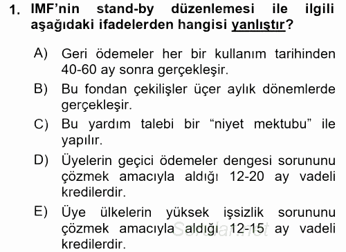 Ekonominin Güncel Sorunları 2016 - 2017 Ara Sınavı 1.Soru