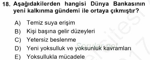 Ekonominin Güncel Sorunları 2016 - 2017 Ara Sınavı 18.Soru
