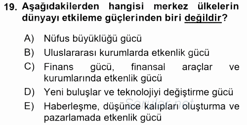 Ekonominin Güncel Sorunları 2016 - 2017 Ara Sınavı 19.Soru