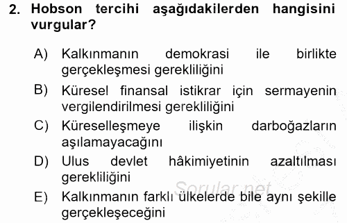 Ekonominin Güncel Sorunları 2016 - 2017 Ara Sınavı 2.Soru