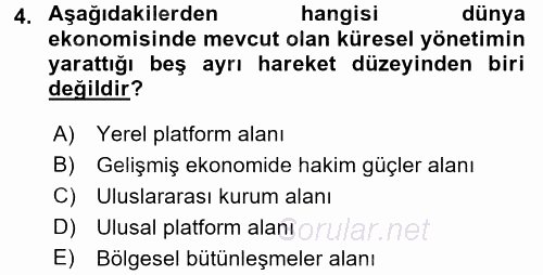 Ekonominin Güncel Sorunları 2016 - 2017 Ara Sınavı 4.Soru