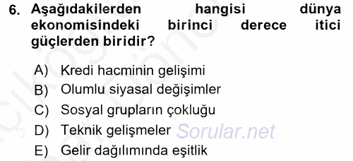 Ekonominin Güncel Sorunları 2016 - 2017 Ara Sınavı 6.Soru