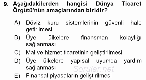 Ekonominin Güncel Sorunları 2016 - 2017 Ara Sınavı 9.Soru