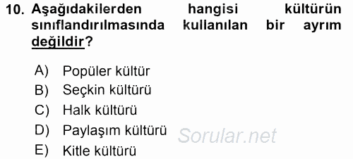Medya Siyaset Kültür 2015 - 2016 Dönem Sonu Sınavı 10.Soru