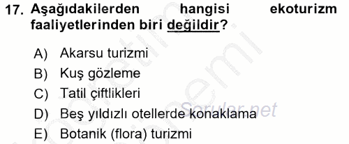 Peyzaj Çevre ve Tarım 2016 - 2017 Ara Sınavı 17.Soru