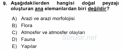Peyzaj Çevre ve Tarım 2016 - 2017 Ara Sınavı 9.Soru