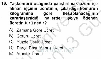 Bireysel İş Hukuku 2012 - 2013 Ara Sınavı 16.Soru