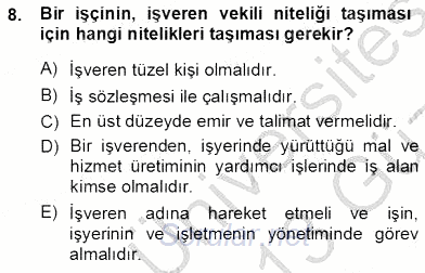 Bireysel İş Hukuku 2012 - 2013 Ara Sınavı 8.Soru