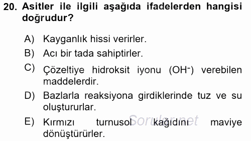 Okulöncesinde Fen Eğitimi 2016 - 2017 Dönem Sonu Sınavı 20.Soru