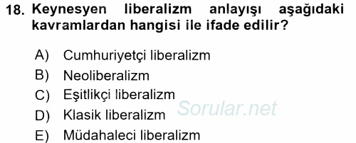 Uluslararası İlişkiler Kuramları 2 2016 - 2017 Dönem Sonu Sınavı 18.Soru