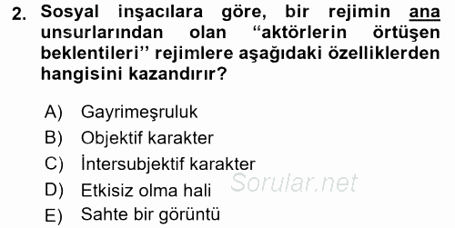 Uluslararası İlişkiler Kuramları 2 2016 - 2017 Dönem Sonu Sınavı 2.Soru