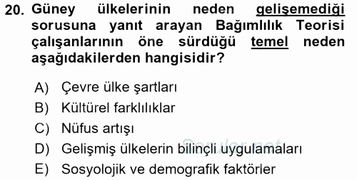 Uluslararası İlişkiler Kuramları 2 2016 - 2017 Dönem Sonu Sınavı 20.Soru