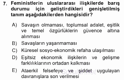 Uluslararası İlişkiler Kuramları 2 2016 - 2017 Dönem Sonu Sınavı 7.Soru