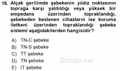 Elektrik Enerjisi İletimi ve Dağıtımı 2015 - 2016 Tek Ders Sınavı 16.Soru