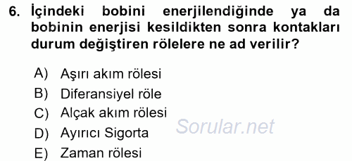 Elektrik Enerjisi İletimi ve Dağıtımı 2015 - 2016 Tek Ders Sınavı 6.Soru