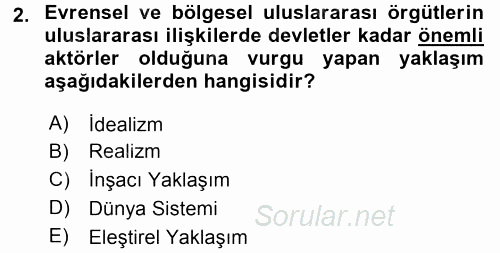 Uluslararası İlişkilere Giriş 2015 - 2016 Ara Sınavı 2.Soru