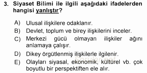 Uluslararası İlişkilere Giriş 2015 - 2016 Ara Sınavı 3.Soru