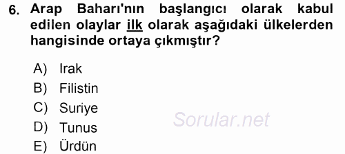 Uluslararası İlişkilere Giriş 2015 - 2016 Ara Sınavı 6.Soru