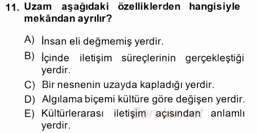 Kültürlerarası İletişim 2014 - 2015 Dönem Sonu Sınavı 11.Soru