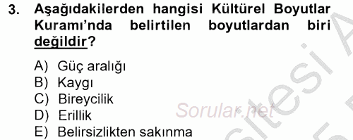 Kültürlerarası İletişim 2014 - 2015 Dönem Sonu Sınavı 3.Soru