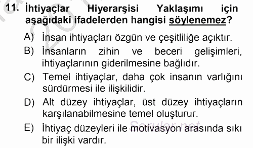 Çalışma Sosyolojisi 2012 - 2013 Ara Sınavı 11.Soru