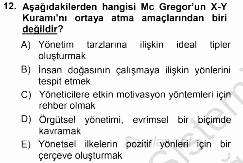 Çalışma Sosyolojisi 2012 - 2013 Ara Sınavı 12.Soru