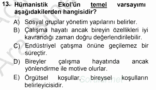 Çalışma Sosyolojisi 2012 - 2013 Ara Sınavı 13.Soru