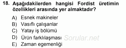 Çalışma Sosyolojisi 2012 - 2013 Ara Sınavı 18.Soru