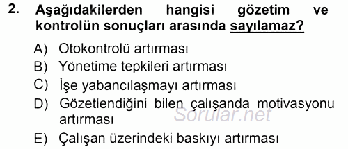 Çalışma Sosyolojisi 2012 - 2013 Ara Sınavı 2.Soru