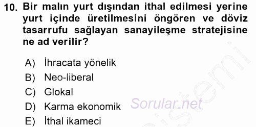 Türkiye´nin Toplumsal Yapısı 2015 - 2016 Dönem Sonu Sınavı 10.Soru