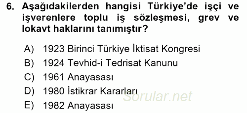 Türkiye´nin Toplumsal Yapısı 2015 - 2016 Dönem Sonu Sınavı 6.Soru