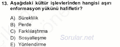 Kültürlerarası İletişim 2013 - 2014 Ara Sınavı 13.Soru