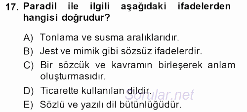 Kültürlerarası İletişim 2013 - 2014 Ara Sınavı 17.Soru