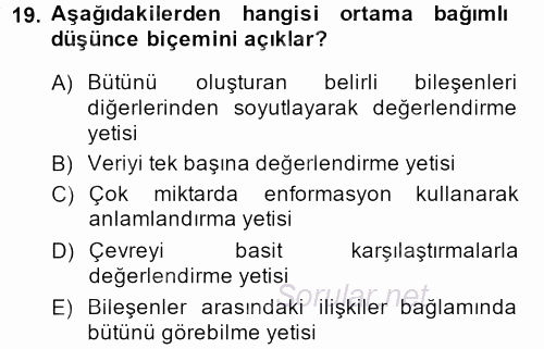 Kültürlerarası İletişim 2013 - 2014 Ara Sınavı 19.Soru