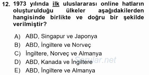 Hizmetler Ekonomisi 2017 - 2018 3 Ders Sınavı 12.Soru