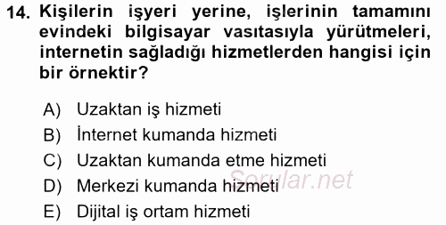 Hizmetler Ekonomisi 2017 - 2018 3 Ders Sınavı 14.Soru