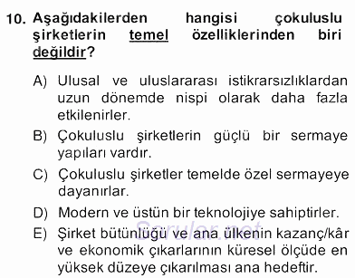 Marka İletişim Kampanyaları 2013 - 2014 Ara Sınavı 10.Soru