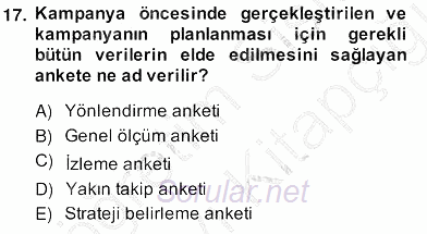 Marka İletişim Kampanyaları 2013 - 2014 Ara Sınavı 17.Soru